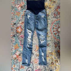Pink Blush skinny distressed maternity jeans